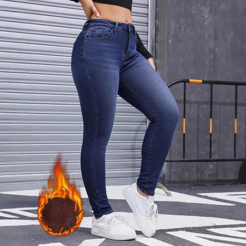 New autumn and winter velvet women's elastic skinny jeans