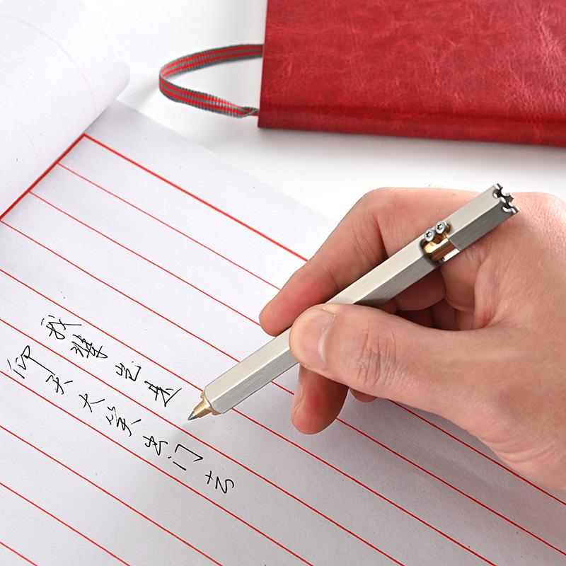 Stainless Steel Hexagonal Tactical Brass Ballpoint Signature Pen Gift Pen