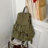 Schoolbag Minimalist Casual Wind Soft Mist Milk White Tone Folded Drawstring Schoolbag Cool Atmosphere Daily Commuter Versatile Backpack