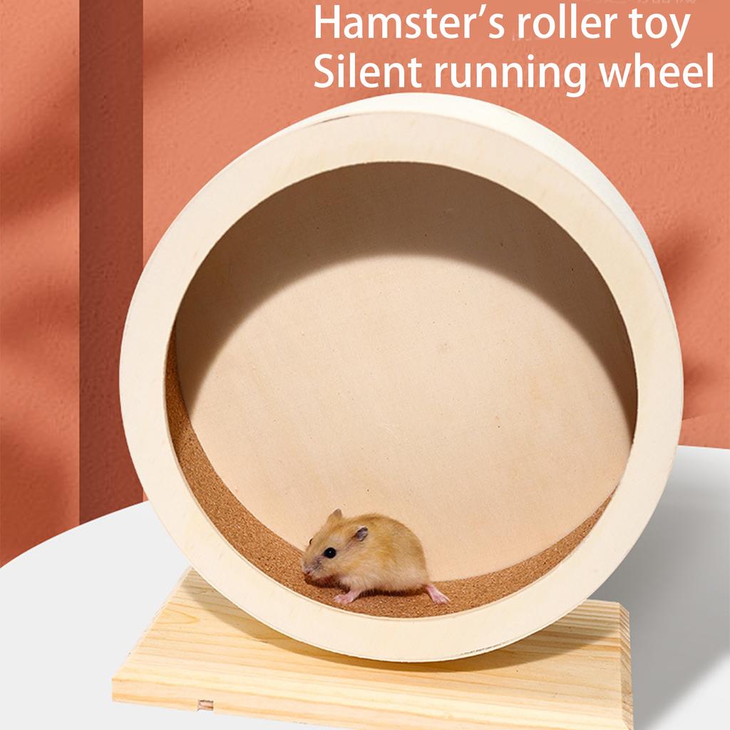 Leises Holz Hamster Laufrad mit Korkauskleidung für Sichere und Komfortable Kleintier Bewegung Unterhaltung Rollenspielzeug