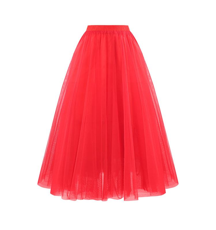 Plus Size Women's Autumn Winter Tulle Pleated Long Skirt Princess Style High-Waisted Slimming Soft Fresh A-Line Casual All-match Versatile Skirt