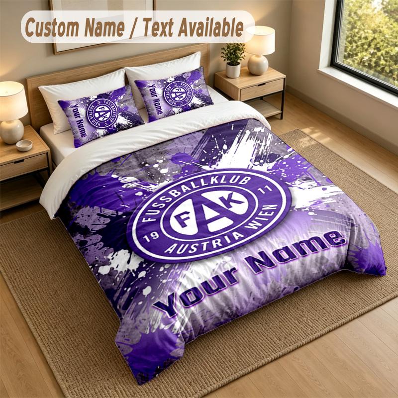 3Pcs Bedding Set Custom Name Text, 1 Sheet 2 Pillowcases Home Bed DecorAustria Wien FC