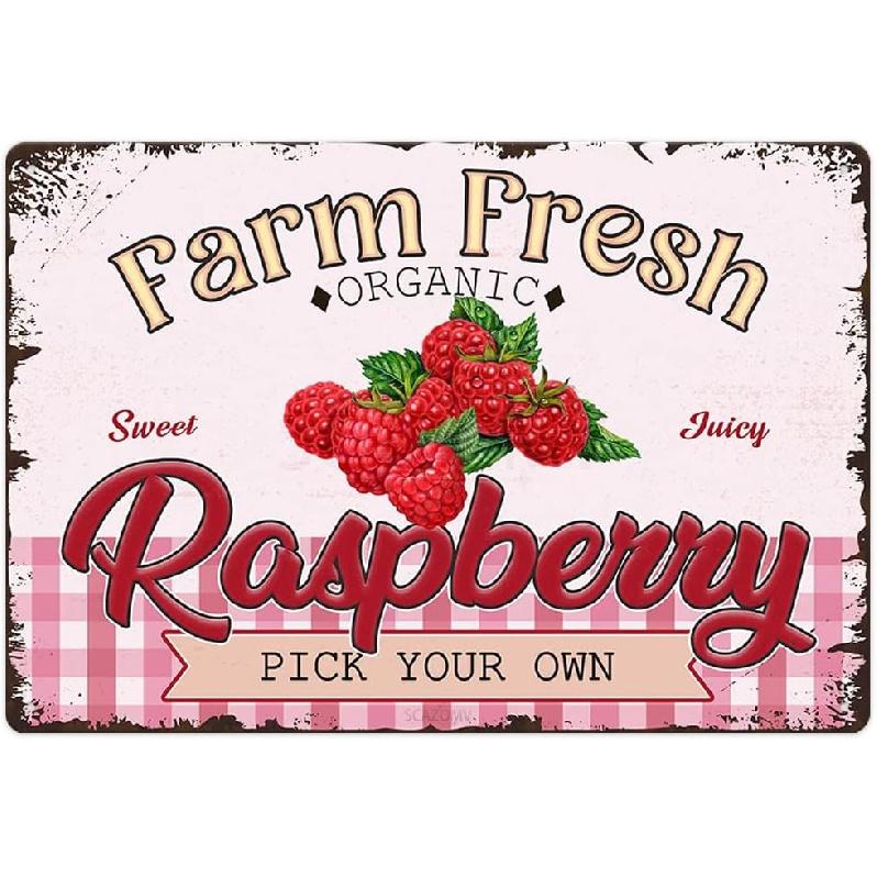 Farm Fresh Sweet Juicy Cherries Vintage Metal Tin Sign, Retro Fruit Poster Decorative Wall Art Signage, Farmhouse Country Market Kitchen Bar Home