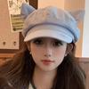 Korean Retro Cat Ear Octagonal Beret For Women Autumn And Winter Brushed And Warm