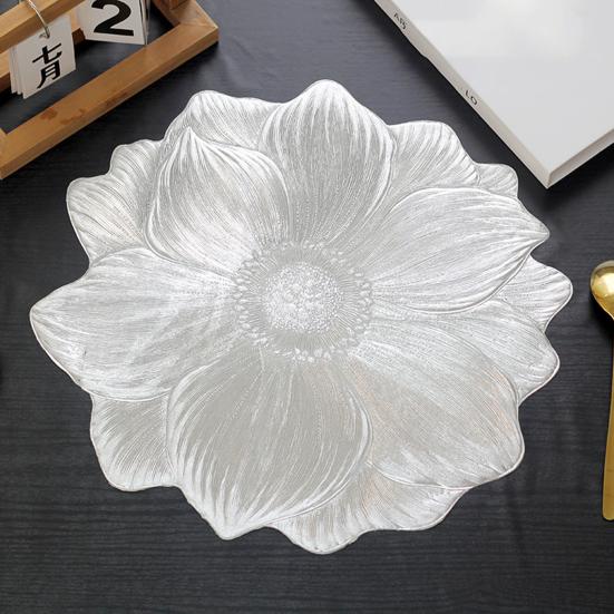 PVC Bordbrikker Lotus Sklisikker Skålunderlag Fortykket Varmebestandige Brikker for Kopper Skåler Vanntett Vaskbar Bordbeskyttere Hotell Hjem Spisedekor