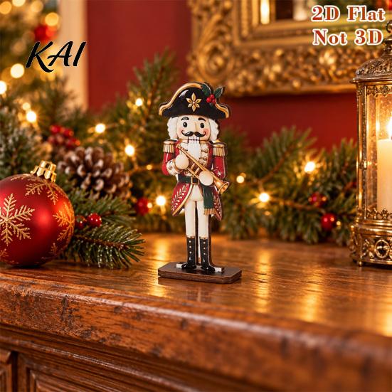 Durable Wooden Holiday Ornament Christmas Nutcracker Table Sign, Soldier Figure Standing Collectible Statue Decorative Desktop for Tiered Tray, Party