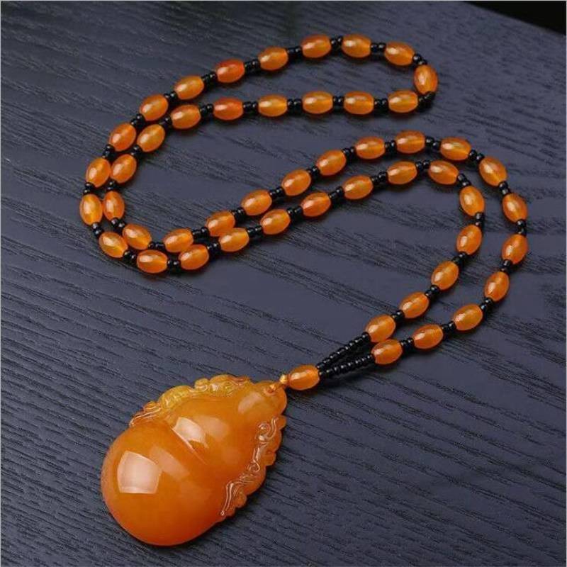 Colgante de cera de abejas antigua para mujer, collar de estilo étnico, colgante de cadena de suéter Vintage de gota de agua larga, accesorios versátiles