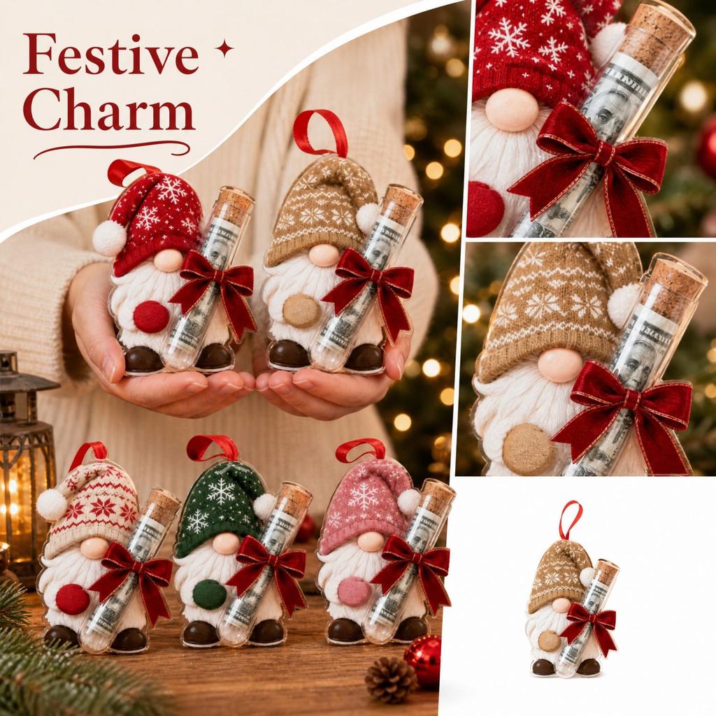 Acrylic Christmas Gnome Savings Tube Hanging Ornament for Christmas Tree and Holiday Decor