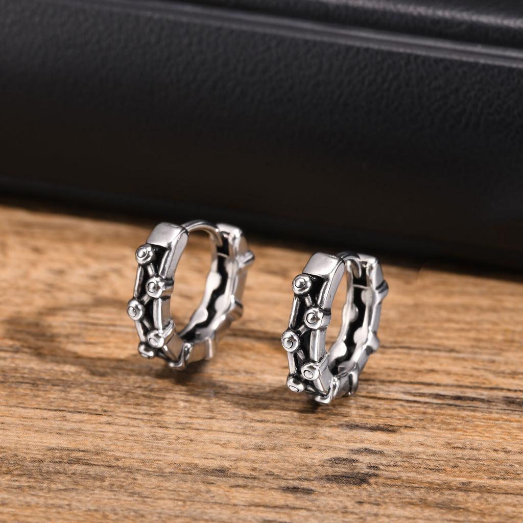 Irregular Hoop Earrings for Men Boys,Stainless Steel Huggie Hoop Earrings,Retro Punk Jewelry