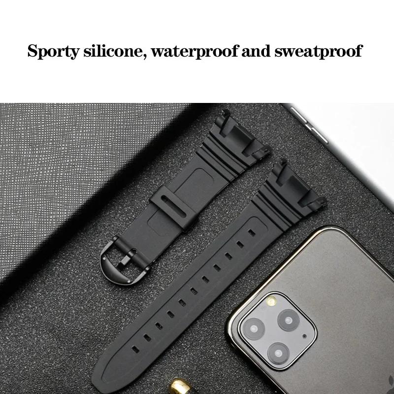 waterproof watch band For Casio 3239 W-96H-1A 2A 9A special silicone strap electronic watch chain accessories black 18mm