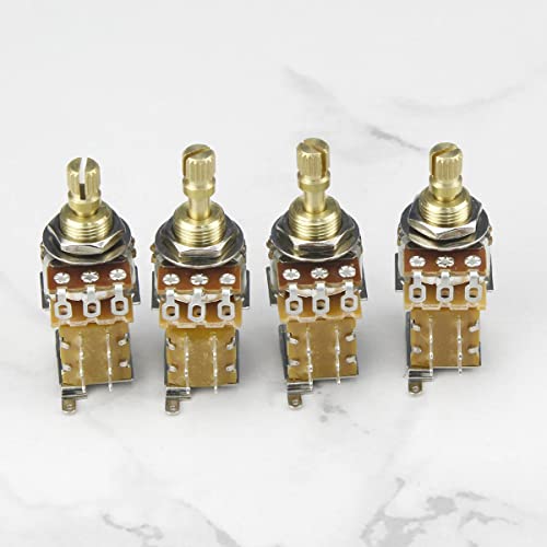 FLEOR 2pcs A250k+2pcs B250K Push-Push Guitar Pots, Short Copper Split Shaft Guitar Tone Volume Potentiometer, 18 Spline