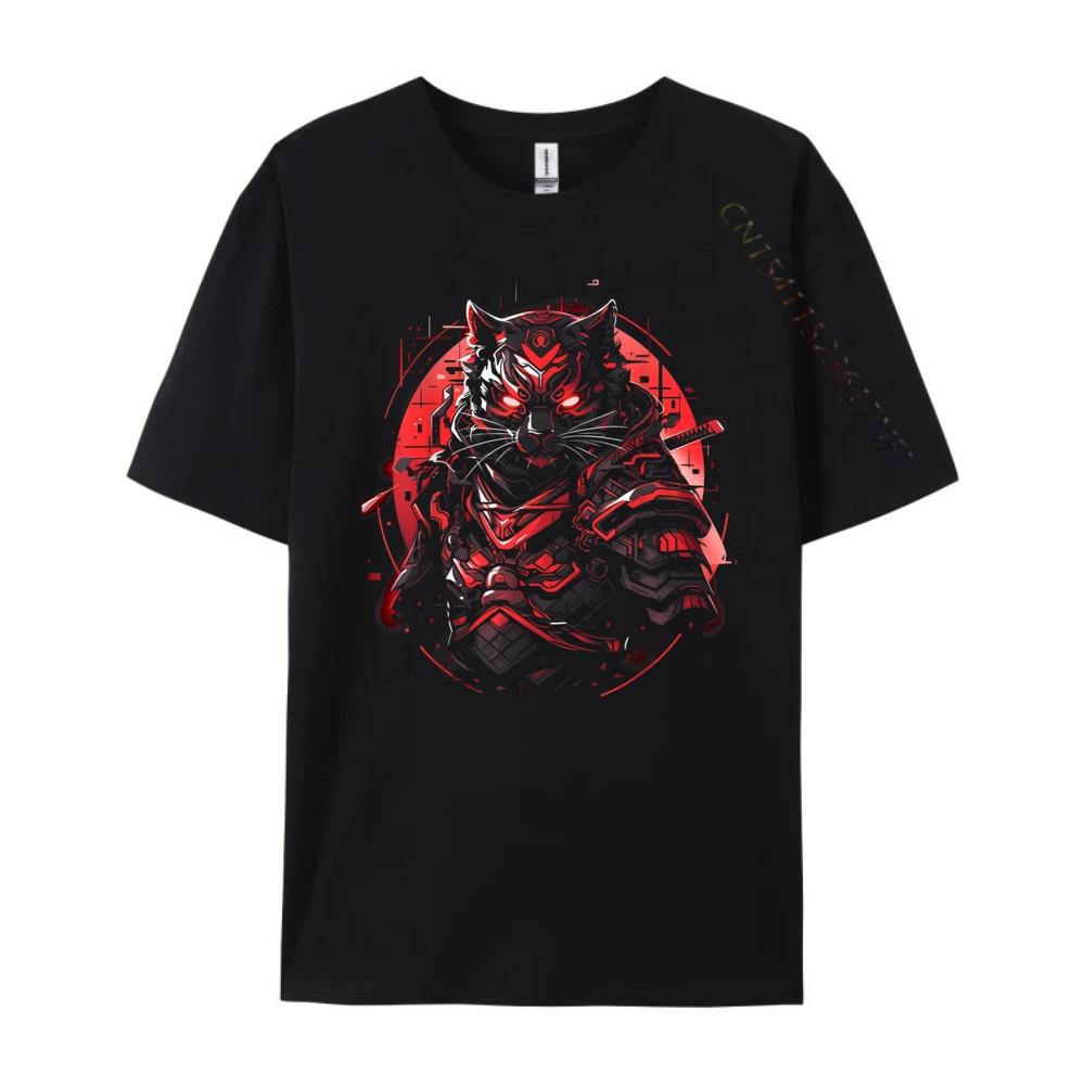 Cat Samurai Ninja Cat Samurai Art Ukiyo E Streetwear Vintage 4TH of July Street Wear T Shirt New Shirts And TShirts EU SIZE