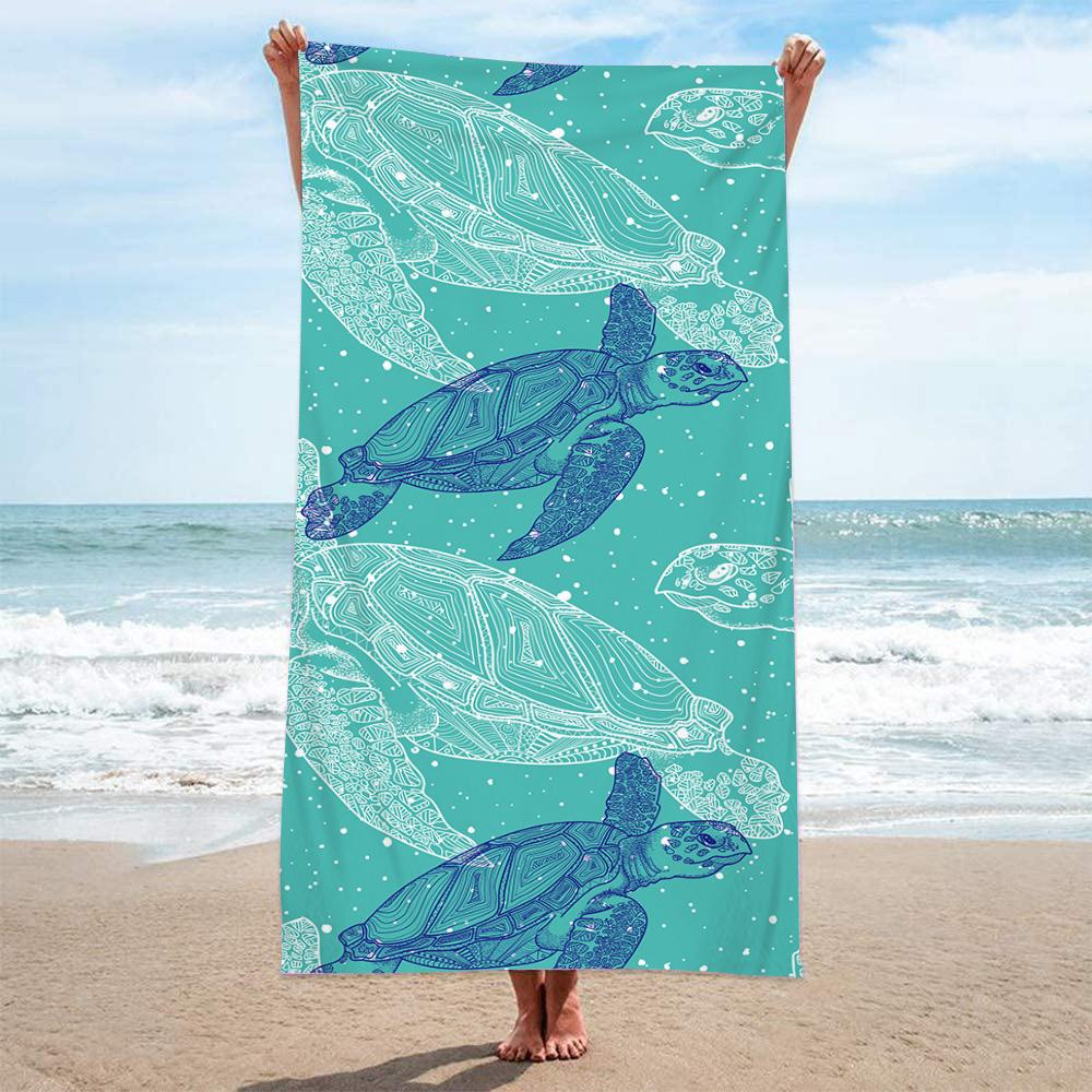 Sea Turtle Beach Towel Microfiber Ocean Animal Bath Towel Nautical Theme Quick Dry Towels for Kids Adults Swimming Sports Travel