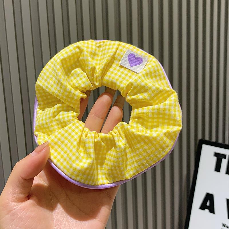 Kawaii Plaid Scrunchies Women Girls Child Cute Elastic Hair Rubber Bands Accessories Tie Hair Ring Rope Headdress Ornament