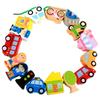 CORPER TOYS Wooden Stringing Toy Set, Vehicle Transportation Classic Series, Finger Training, Bead Play, Boys and Girls, Colorful Christmas Toy, Ages