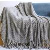 Nordic Knit Throw Blanket Sofa Cover Bed End Air Conditioner Nap With Tassels Millennial
