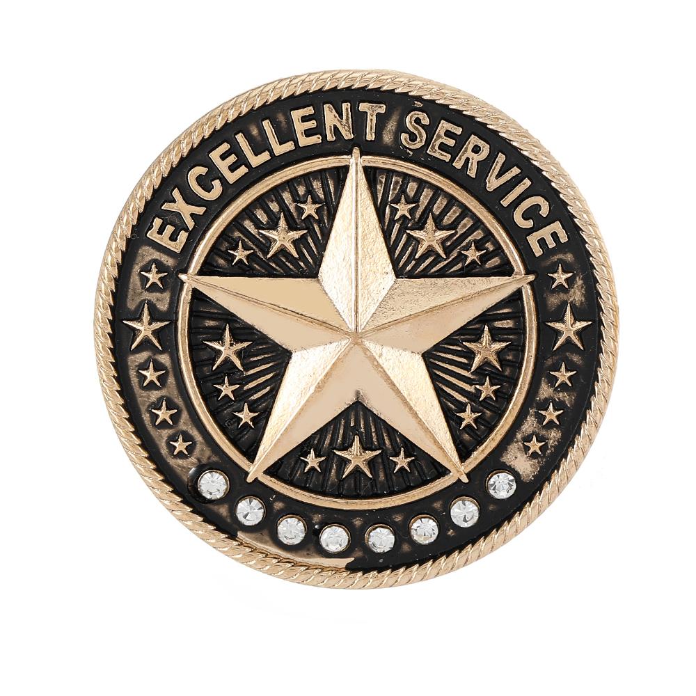 Outstanding Employee Of The Month Enamel Brooches Vintage Star Excellent Service Crystal Pins For Staff Badge