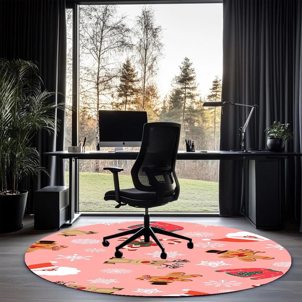 Christmas Printed Round Rug Carpet Chair Rug Area Rug Entryway Doormats,for Office Chair Living Room Bedroom Kitchen Room.