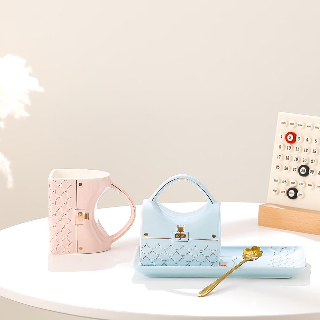 Elegant Ceramic Mug Set: Unique Handbag Design for Office or Home Use