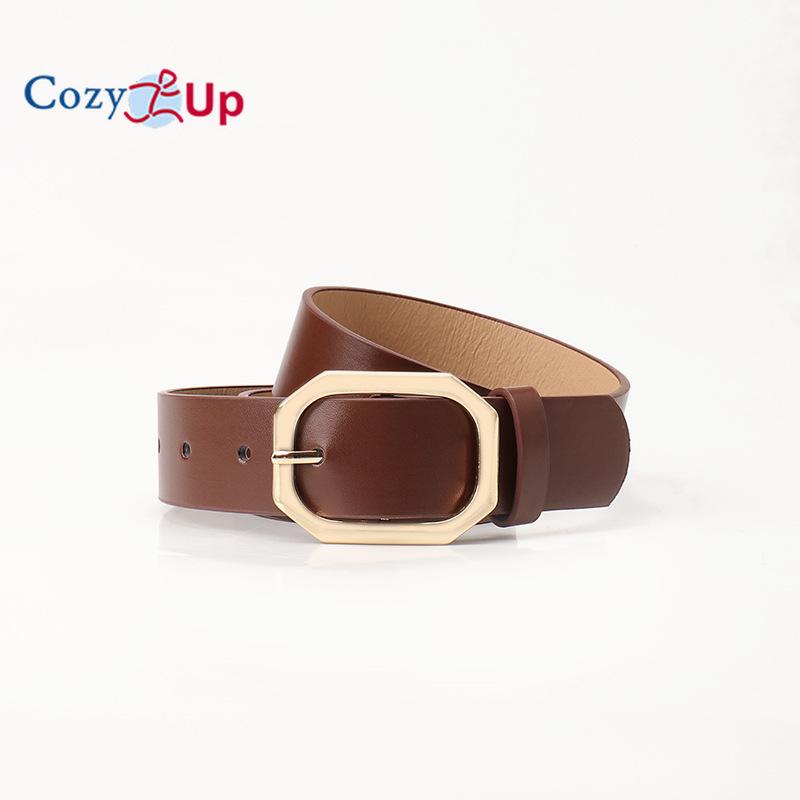 

Женский ремень из искусственной кожи, модный женский ремень с пряжкой для джинсов и брюк 103x3.3cm темно-коричневого