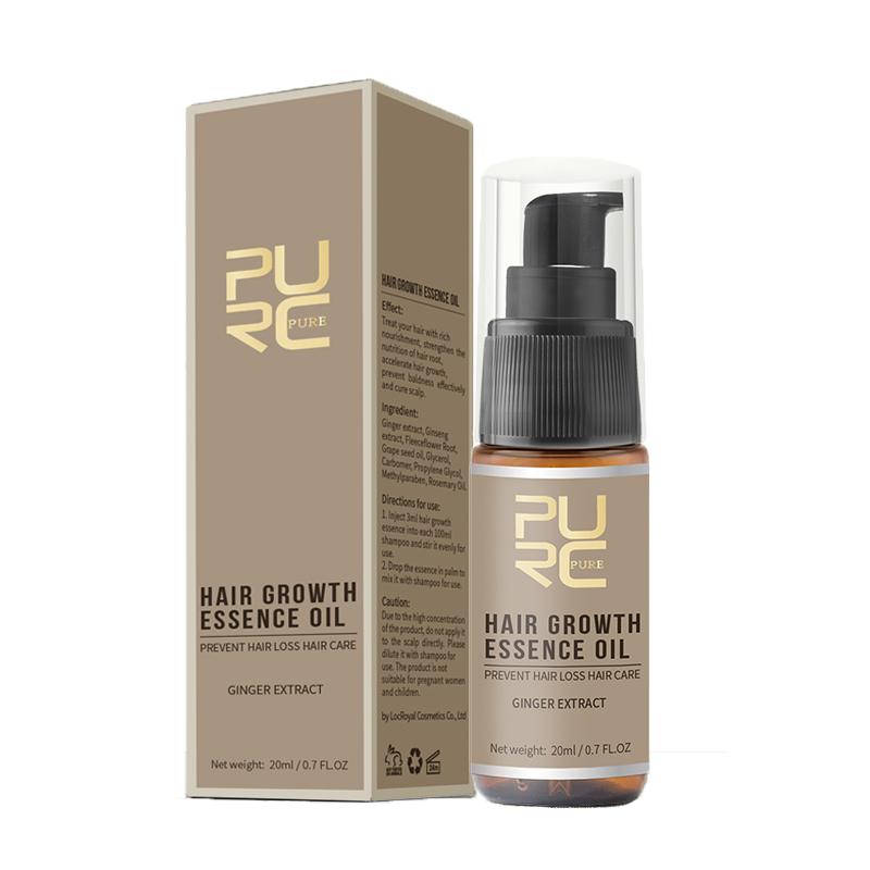 

PURC Масло для быстрого роста волос против выпадения волос Имбирное эфирное масло Сыворотка для ухода за волосами 20ml коричневый