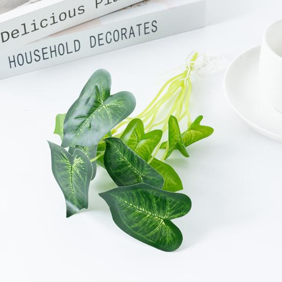 Artificial Plant Vivid Appearance Non-Withered Faux Silk Cloth Simulation Green Leaves Fish Tank Decoration Photography Prop