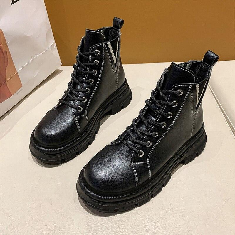 Botines para mujer 2021 Otoño blanco moda moda moto encaje botas a punta  zapatos plataforma tacones de mujer comprar a buen precio — entrega  gratuita, reseñas reales con fotos — Joom