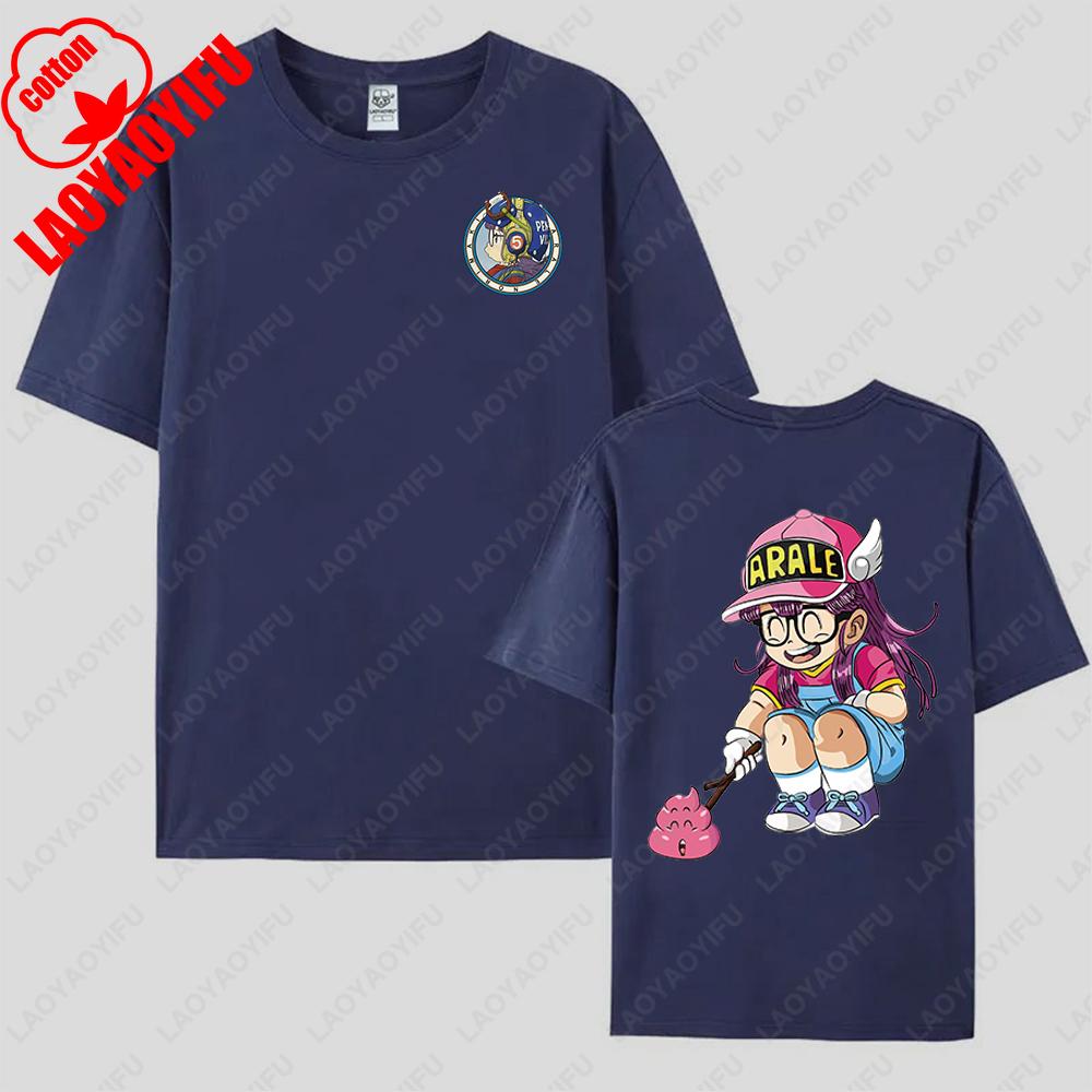 Kawaii Arale T-shirts Man Women Graphic Japanese Manga Tshirt Y2k Clothes Cotton Short-sleev Tee Clothing Two-sided Printed Tops
