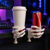 Skeleton Hand Drink Clamp 3D Printed Bone Cup Holder, Skull On Holder Coaster for Desk, Halloween Gothic Stand Chair