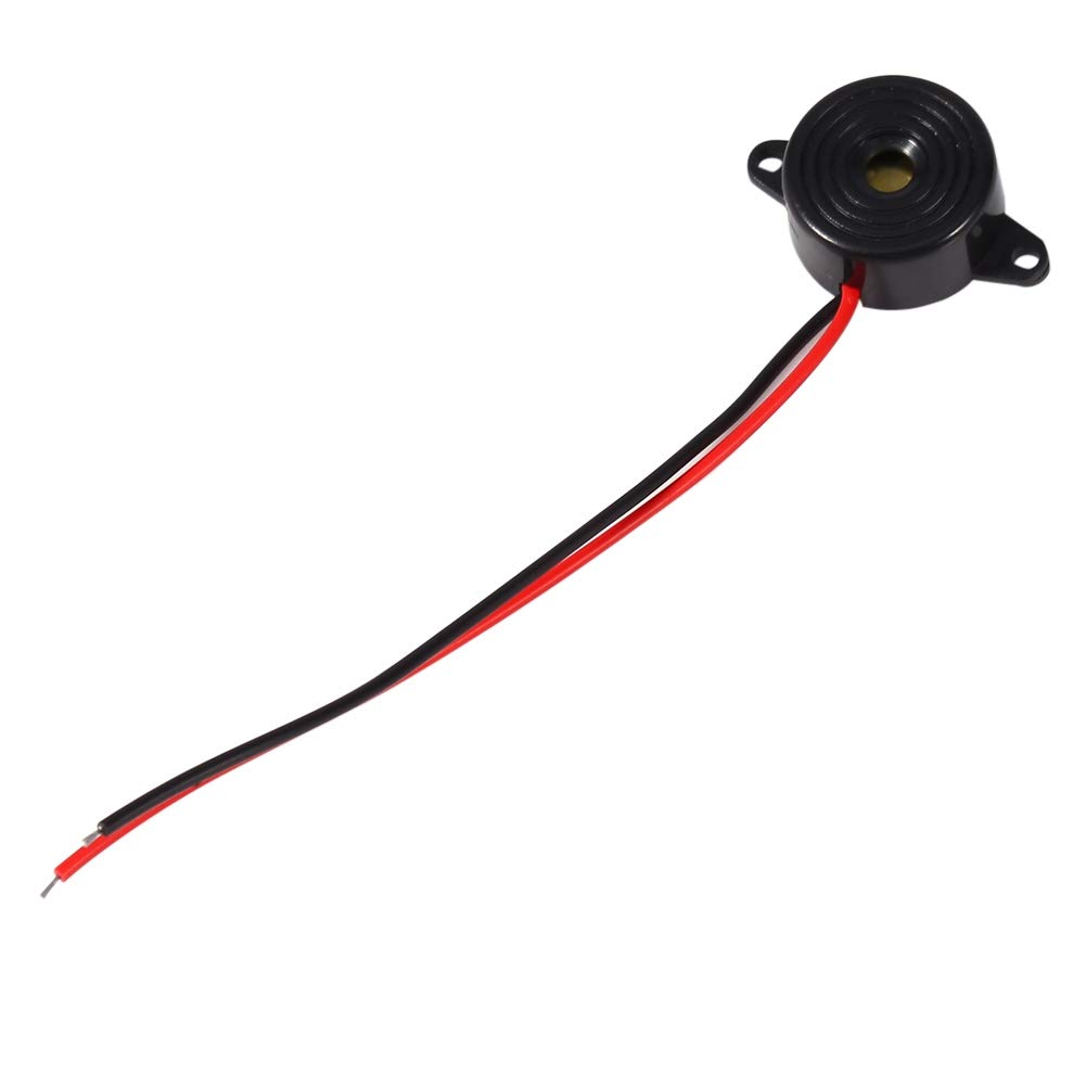 Acouto piezo Buzzer Alarm, Buzzer Electronic Sounder Alert Sound 3 24V Piezo Electronic Tone Buzzer Alarm Continuous Sound Cable Length 100mm 100db R