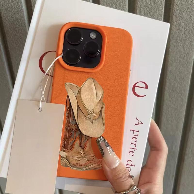 Retro Western Cowboy Boots Hat Pattern Design TPU Phone Case For IPhone 17 Pro Max 16 15 14 13 12 11 Plus Air Leather Cover