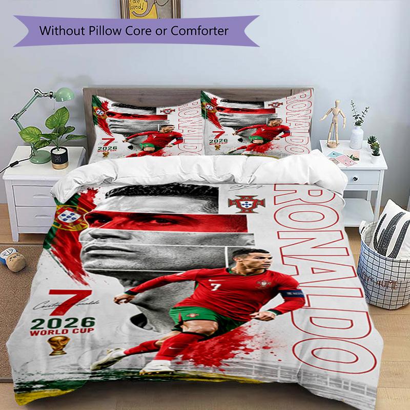 Ronaldo's Cr7 Goal Celebration Bedding Set, Breathable Duvet Cover with Pillowcases, Soft Bed Linen for Bedroom Home Decoration, Perfect Festival Birt