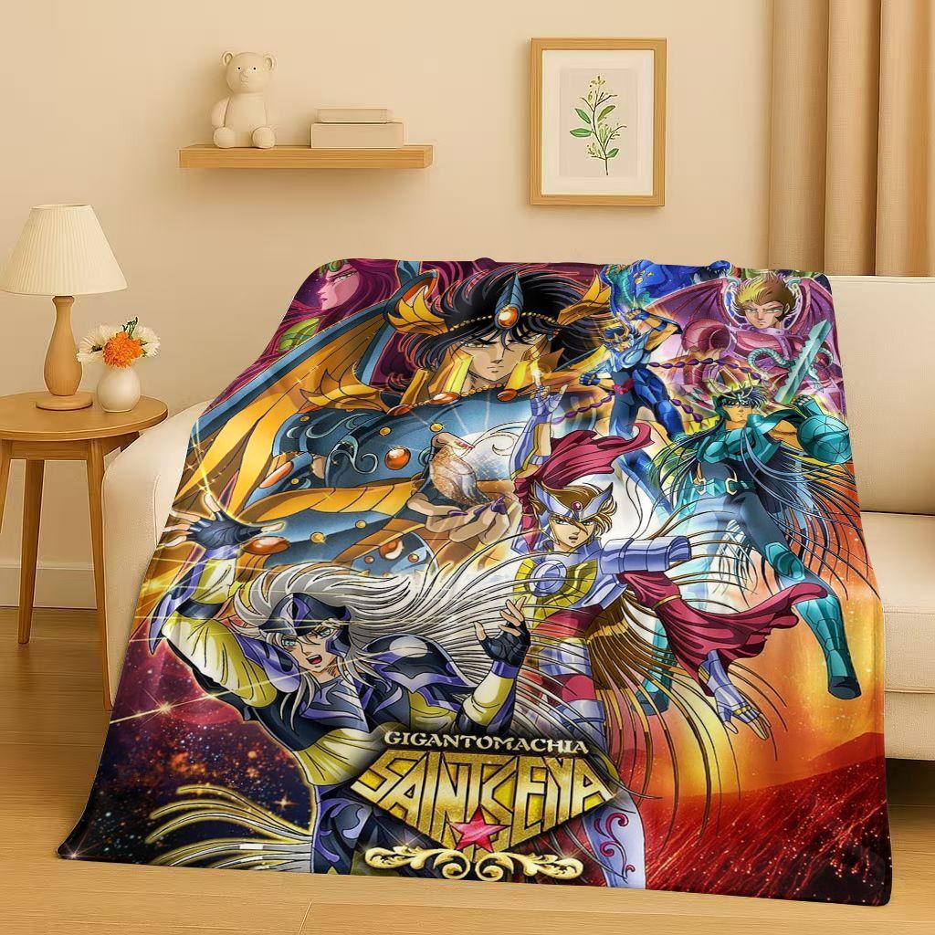 Classic Saint Seiya Shiryu Athena Cartoon Flannel Blanket,Ultra Soft Warm Plush Throw for Home Bedroom Bed Sofa Cover Travel Kid