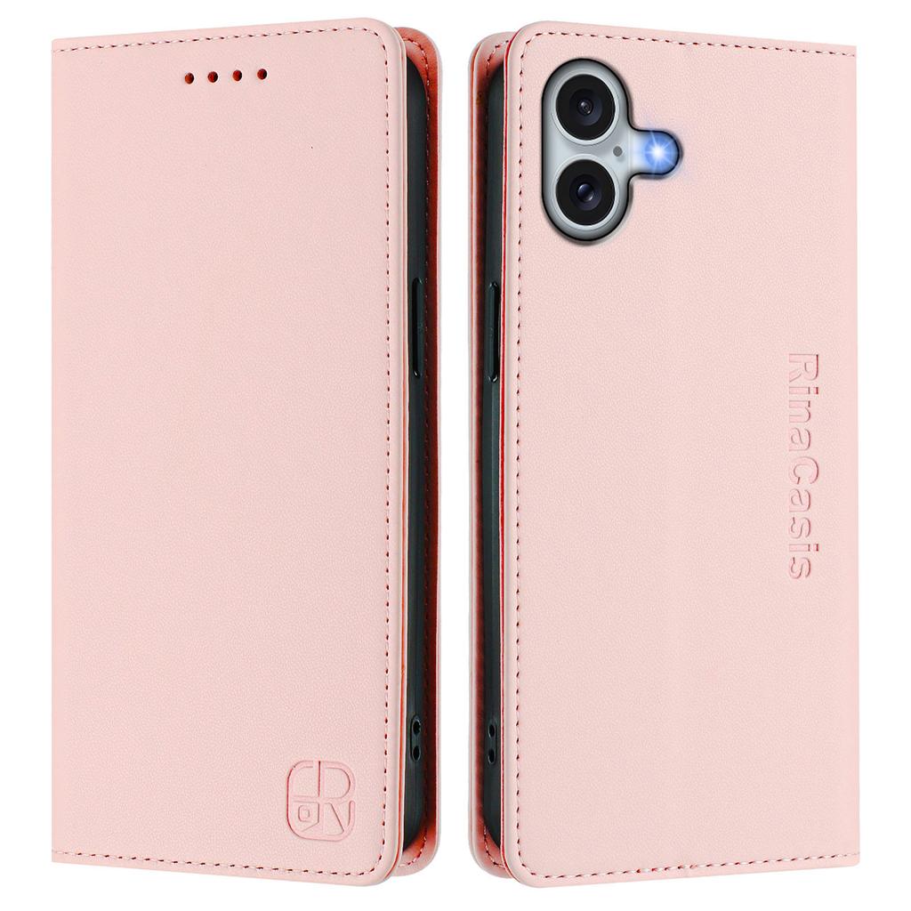 For iPhone 16 Plus Leather Case RINACASIS RC01 Phone Cover with RFID Blocking Wallet Stand