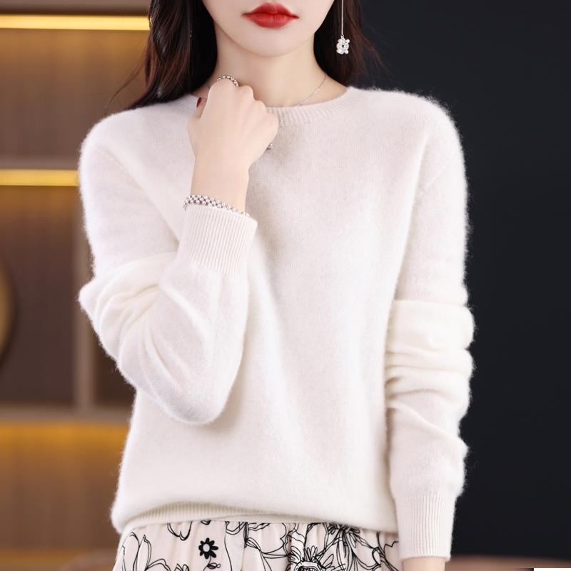 Pullover Casual in Maglia da Donna Autunno e Inverno Morbido e Caldo Manica Lunga Base Girocollo