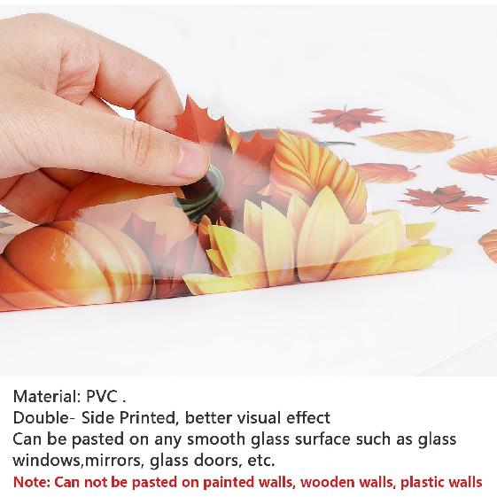 Thanksgiving Window Clings, 3D 8 Sheets Fall Window Clings Double Sided Turkey Pumpk Window Stickers for Glass Window Thanksgiving Fall Decorations