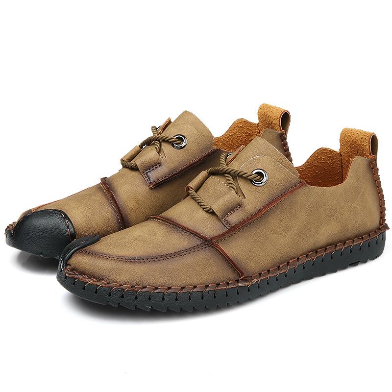 New Fashion Style Leather Spring Casual Shoes Men Handmade Vintage Loafers Flats Hot Sale Moccasins Big Size Rth678