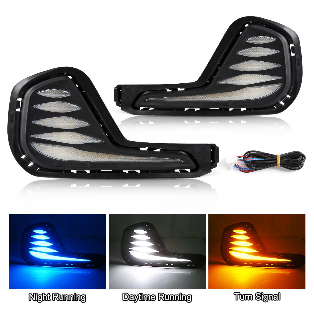 2PCS LED Daytime Running Light For Chevrolet Cavalier     DRL LED Fog Lamp Dynamic Yellow Turn Signal Car 12V