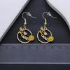 Honeybee Drip Oil Yellow Flower Alloy Earrings