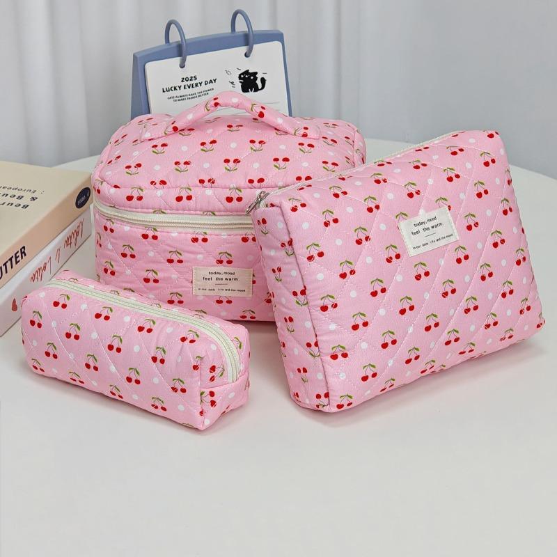 Vintage Large Capacity Cosmetic Bag Portable Travel Storage Bag Handheld Makeup Pouch for Toiletries Cosmetics Organizer Outdoor Daily Use