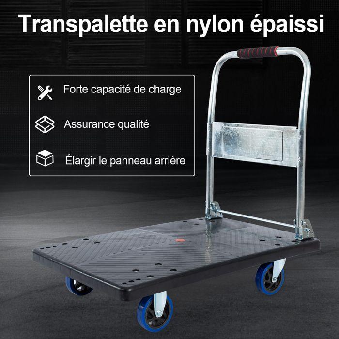 Chariot de transport - FOXSPORT - Pliable - Capacité 300 kg - Surface antidérapante - Maniabilité maximale