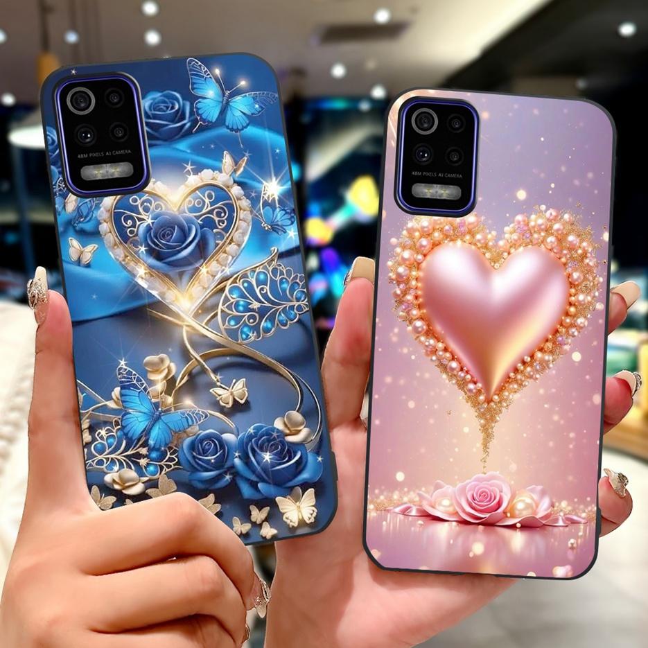 For LG K52 K62 2020 Case LM-K520 LM-K525 Stylish Love Heart Painted Cover Soft TPU Phone Case For LG K62 K 52 LGK52 LGK62 Fundas