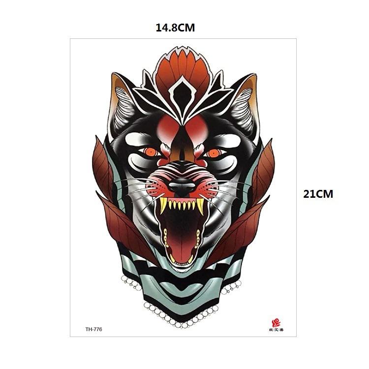 Vzor zvířete tygr vlk květina paže polovina paže vodní transfer vodotětná tetovací samolepka simulační tetování