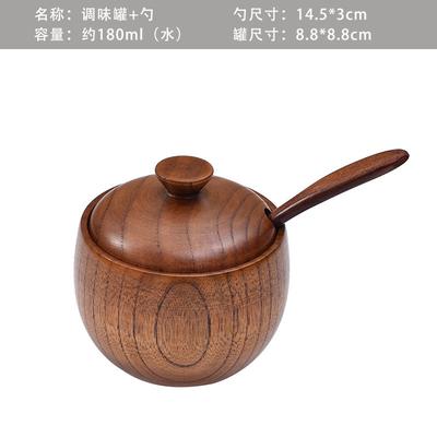 Saurer Jujube Holz Gewürzglas Kreative Küchen Gewürzbox Zuhause Retro Glas mit Deckel Gewürzbox Set