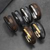 Edelstahl & PU-Leder Magnetverschluss Armband für Männer und Frauen