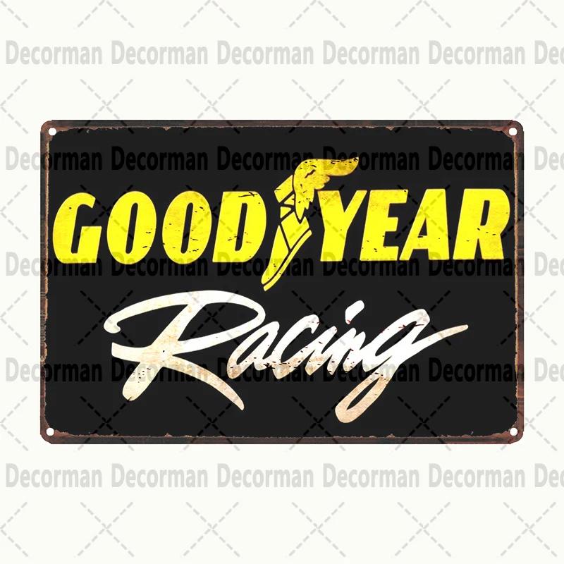 Retro Goodyear Tire Motor Oil Tin Sign  Vintage Iron Painting Wall Decor for Home Pub Bar  X CM Gift Art Poster