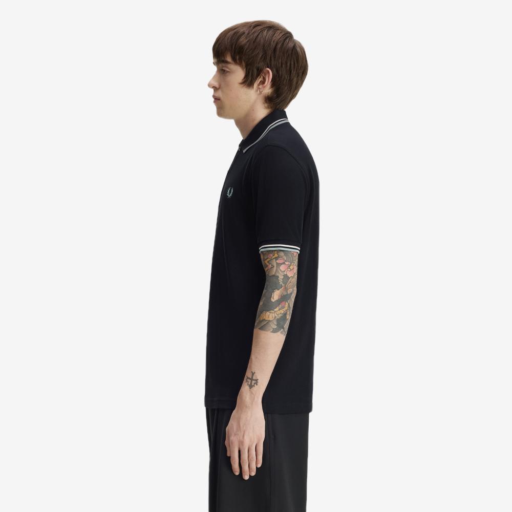 FRED PERRY [M3600] Twin Tip Fred Perry Shirt - Navy/Ecru/Silver Blue Afpm2G33600-74C