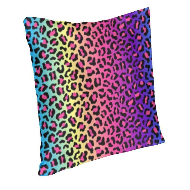 Rainbow Leopard Tiger Cheetah Print Pattern Cushion Cover 40X40Cm Home Decor Print Throw Pillow For Car Double Side