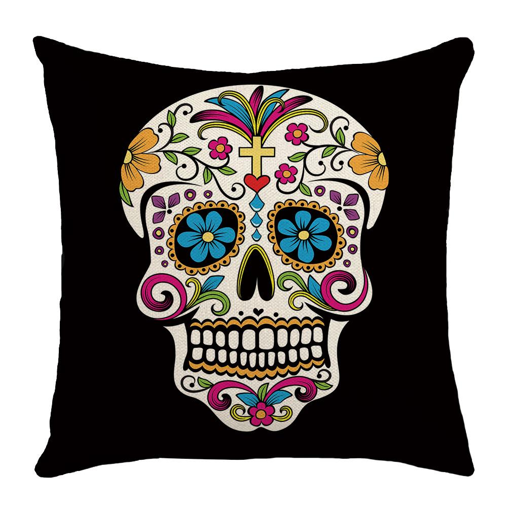 New Day of The Dead Skull Pillow Cover Skull Decoration Sofa Bedroom Pillow Cover Bedside Backrest