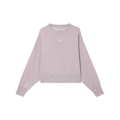 Sweat-shirt Femme Manches Longues Col Rond Logo Uni Blanc Violet Platine DQ5762-019